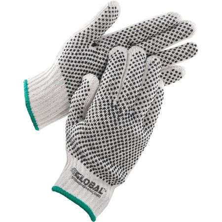 GLOBAL INDUSTRIAL PVC Dot Knit Gloves, Double-Sided, Black, Medium, 1-Dozen 708351M